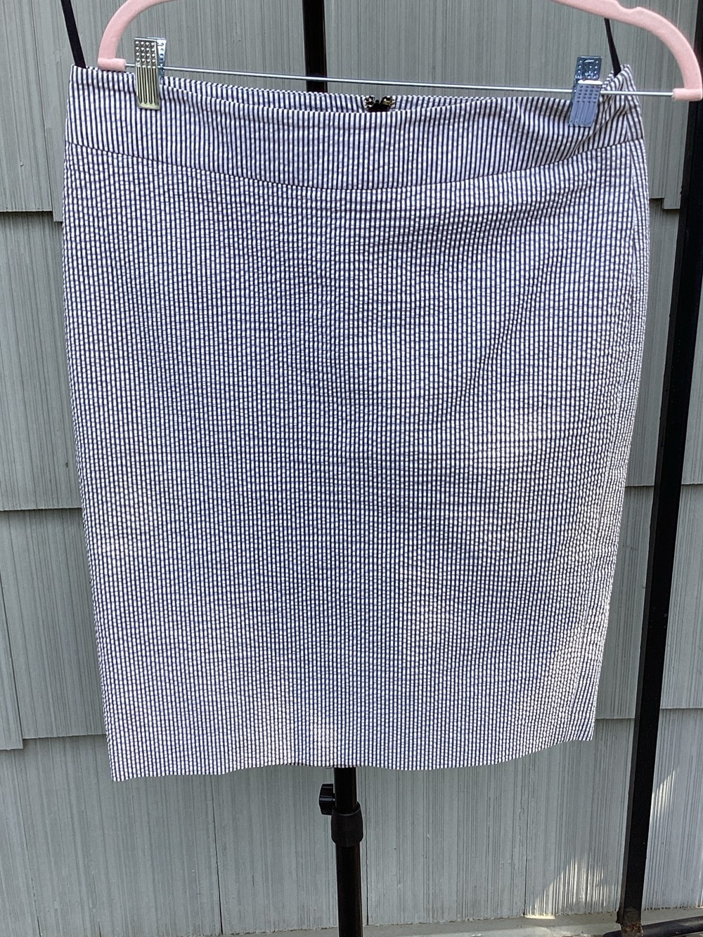 Jones New York Navy and White Pinstripe Pencil Skirt